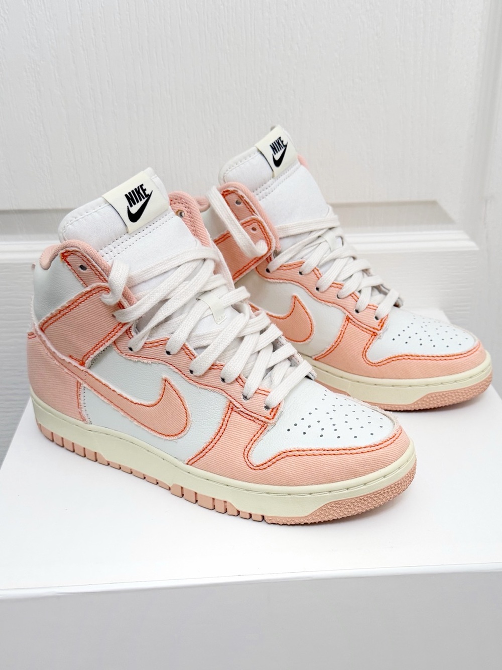 Nike Women's High-Top Sneakers - White & Peach